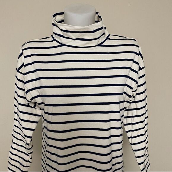 VINEYARD VINES STRIPED NAVY WHITE MOCK NECK LONGSLEEVE SHIFT DRESS SZ small - Picture 4 of 9